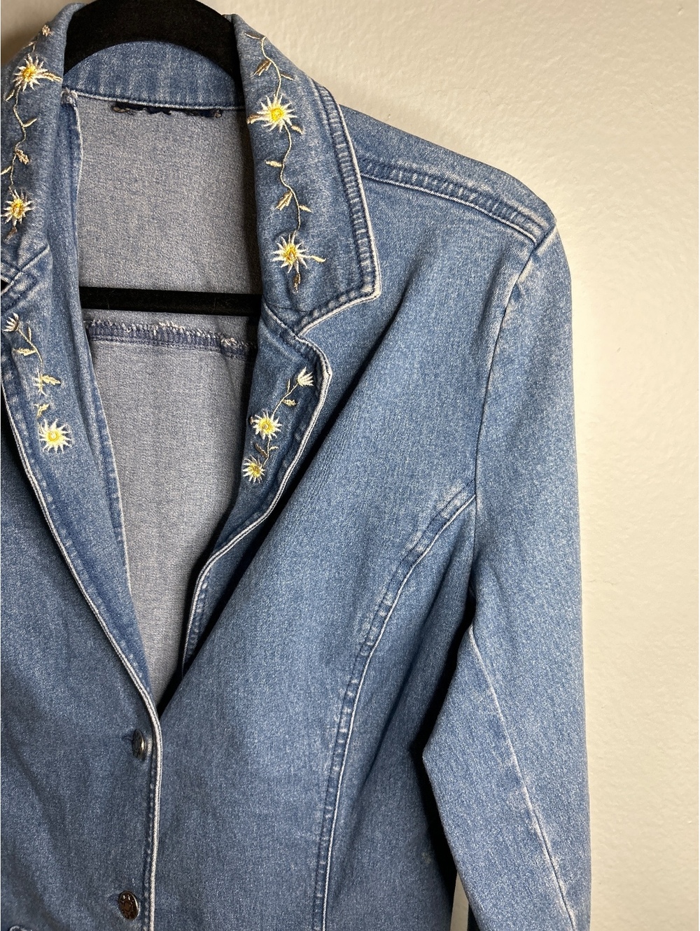 Denim & Co. Light Blue Embroidered Denim Jacket